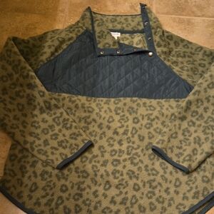 J. Crew Olive Leopard Print Fleece